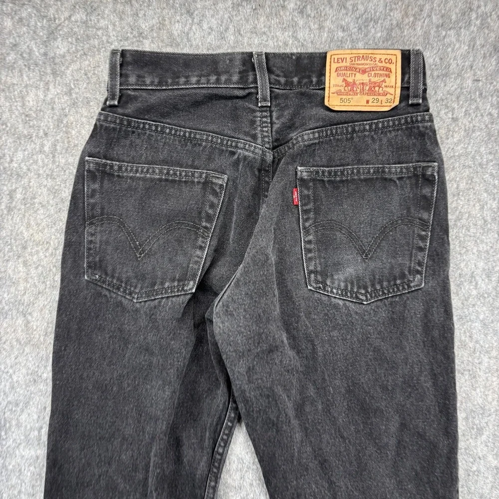 Vintage Levi's 505 Jeans Black 28 x 31 Straight Cotton Zip Lesotho 2006 Denim